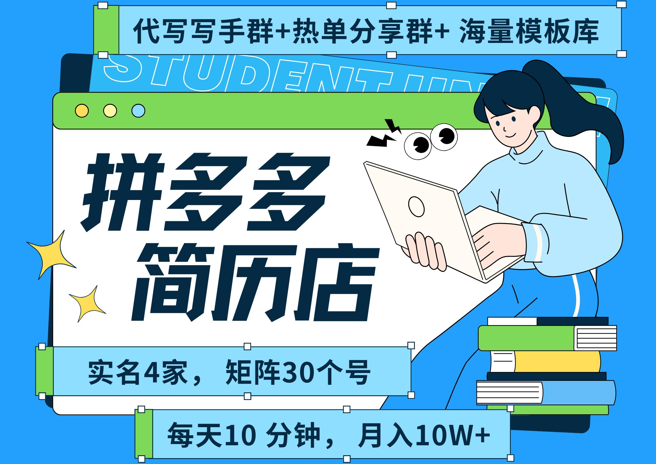 拼多多 虚拟资料 简历 海报代写 全SOP流程 毫无保留分享（含后端资料以及代写渠道）每天十分钟 每人实名四个店  矩阵30个账号  轻轻松松 月入10W汇创网-网创项目_汇创网_中创网_福缘网_冒泡网_资源整合平台汇创网