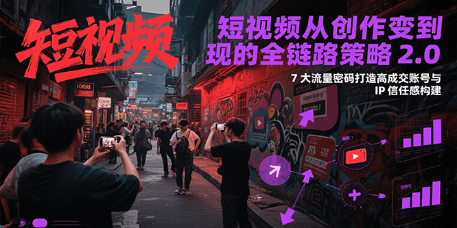 短视频从创作到变现的全链路策略2.0，7大流量密码构建IP信任感打造高成交账号汇创网-网创项目_汇创网_中创网_福缘网_冒泡网_网创项目平台汇创网