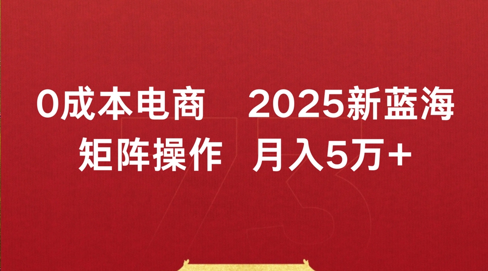 0成本电商2025新蓝海矩阵操作 月入5万+汇创网-网创项目_汇创网_中创网_福缘网_冒泡网_网创项目平台汇创网