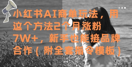 小红书AI商单玩法，用这个方法2个月涨粉7W+，新手也能接品牌合作(附全套指令模板)汇创网-网创项目_汇创网_中创网_福缘网_冒泡网_资源整合平台汇创网