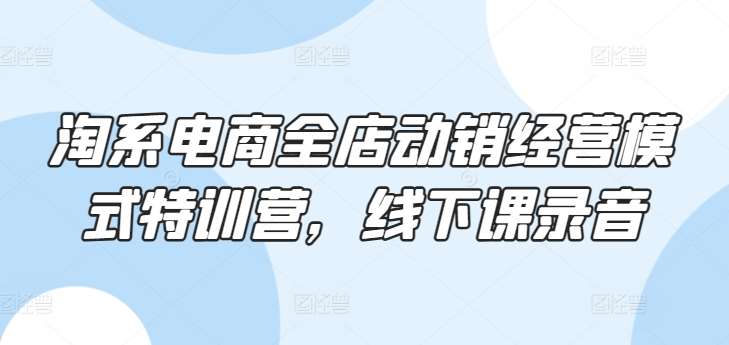 淘系电商全店动销经营模式特训营，线下课录音汇创网-网创项目_汇创网_中创网_福缘网_冒泡网_资源整合平台汇创网