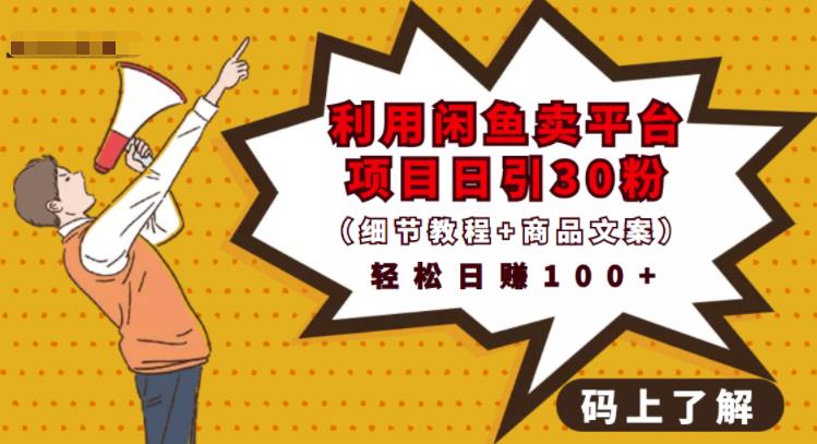 利用闲鱼卖平台项目课程资源日引流30+精准粉丝，轻松日赚100+，积累人脉可实现二次变现（细节教程+商品文案）汇创网-网创项目_汇创网_中创网_福缘网_冒泡网_资源整合平台汇创网