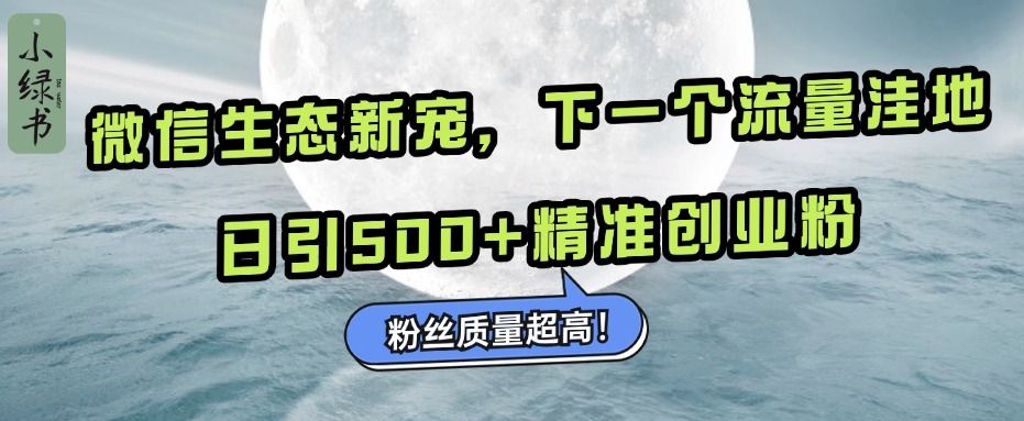 微信生态新宠小绿书：下一个流量洼地，粉丝质量超高，日引500+精准创业粉，汇创网-网创项目_汇创网_中创网_福缘网_冒泡网_资源整合平台汇创网