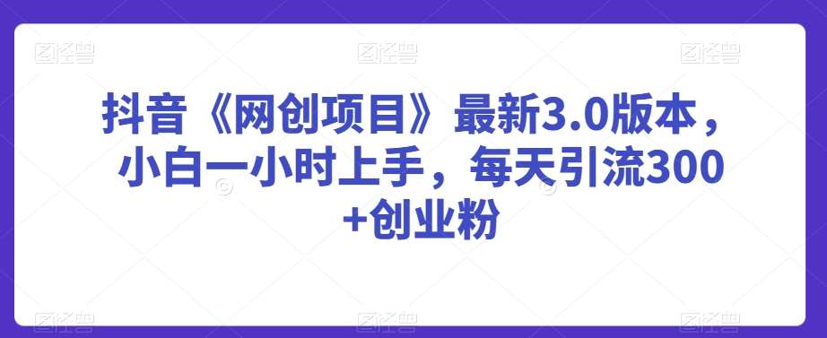 抖音《网创项目》最新3.0版本，小白一小时上手，每天引流300+创业粉【揭秘】汇创网-网创项目_汇创网_中创网_福缘网_冒泡网_资源整合平台汇创网