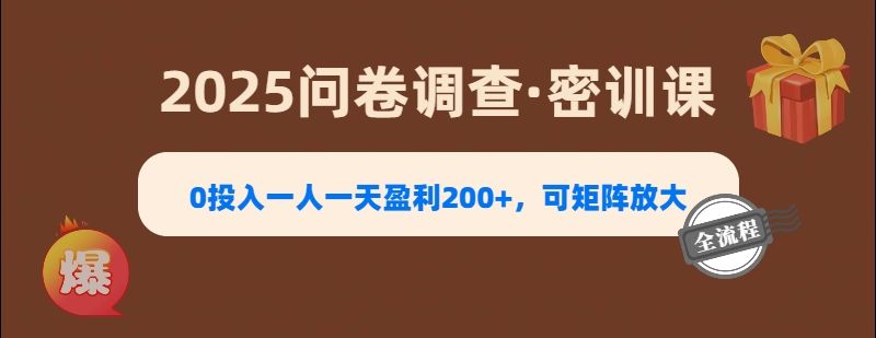 2025《问卷调查》0投入一人一天盈利200+，可矩阵放大汇创网-网创项目_汇创网_中创网_福缘网_冒泡网_网创项目平台汇创网