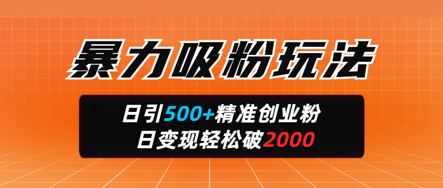 暴力吸粉玩法，日引500+精准创业粉，日变现轻松破2000汇创网-网创项目_汇创网_中创网_福缘网_冒泡网_资源整合平台汇创网