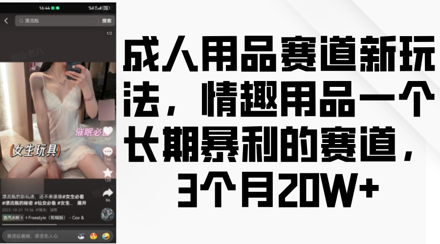 情趣用品一个长期暴利的赛道，成人用品赛道新玩法，3个月20W+汇创网-网创项目_汇创网_中创网_福缘网_冒泡网_网创项目平台汇创网
