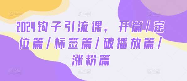 2024钩子引流课，开篇/定位篇/标签篇/破播放篇/涨粉篇汇创网-网创项目_汇创网_中创网_福缘网_冒泡网_网创项目平台汇创网