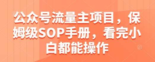 公众号流量主项目，保姆级SOP手册，看完小白都能操作汇创网-网创项目_汇创网_中创网_福缘网_冒泡网_资源整合平台汇创网
