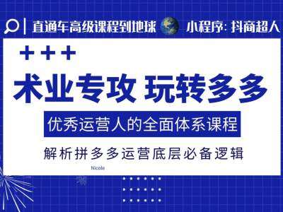 术业专攻玩转多多，优秀运营人的全面体系课程，解析拼多多运营底层必备逻辑汇创网-网创项目_汇创网_中创网_福缘网_冒泡网_资源整合平台汇创网
