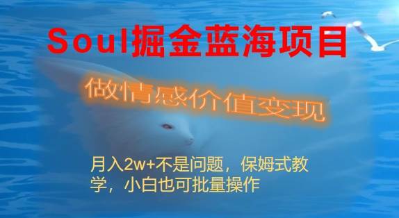 （8531期）Soul掘金蓝海项目细分赛道，做情感价值变现，月入2w+不是问题汇创网-网创项目_汇创网_中创网_福缘网_冒泡网_资源整合平台汇创网