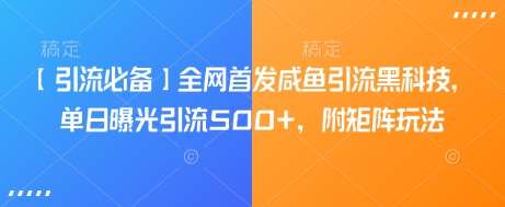 【引流必备】全网首发咸鱼引流黑科技，单日曝光引流500+，附矩阵玩法【揭秘】汇创网-网创项目_汇创网_中创网_福缘网_冒泡网_资源整合平台汇创网