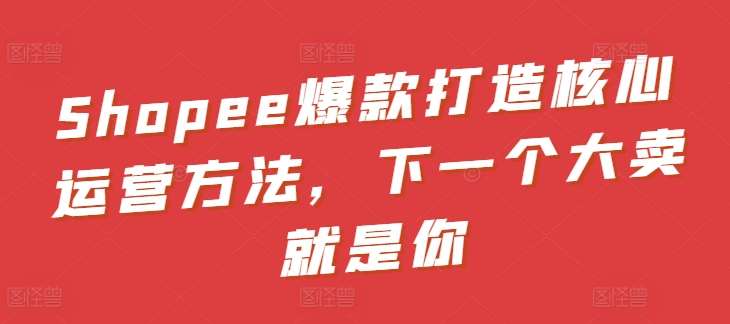 Shopee爆款打造核心运营方法，下一个大卖就是你汇创网-网创项目_汇创网_中创网_福缘网_冒泡网_资源整合平台汇创网