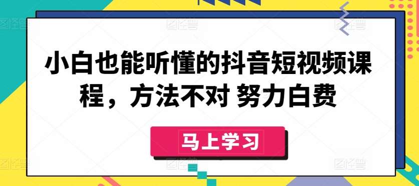 小白也能听懂的抖音短视频课程，方法不对 努力白费汇创网-网创项目_汇创网_中创网_福缘网_冒泡网_资源整合平台汇创网
