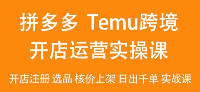 2024Temu最新玩法，Temu跨境开店运营实操课，开店注册/选品/核价上架/日出千单实战课汇创网-网创项目_汇创网_中创网_福缘网_冒泡网_网创项目平台汇创网
