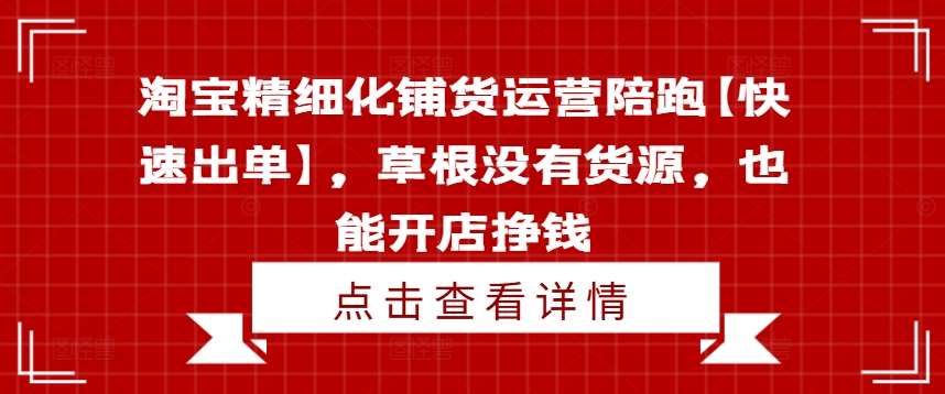 淘宝精细化铺货运营陪跑【快速出单】，草根没有货源，也能开店挣钱汇创网-网创项目_汇创网_中创网_福缘网_冒泡网_网创项目平台汇创网
