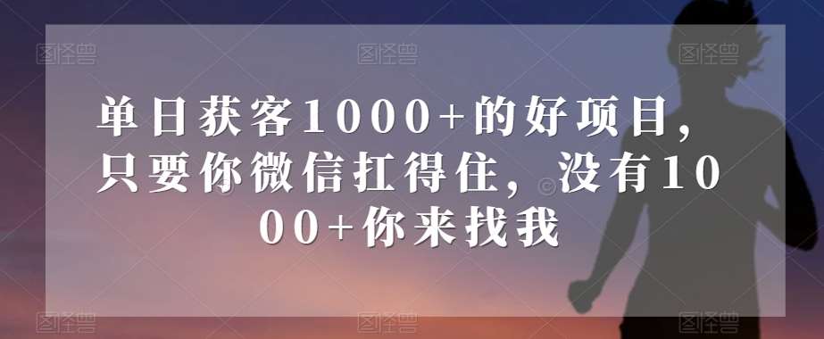 单日获客1000+的好项目，只要你微信扛得住，没有1000+你来找我【揭秘】汇创网-网创项目_汇创网_中创网_福缘网_冒泡网_资源整合平台汇创网