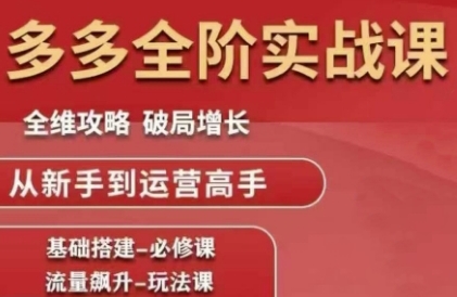 拼多多全阶实战课程，全维攻略，破局增长，从新手到运营高手汇创网-网创项目_汇创网_中创网_福缘网_冒泡网_网创项目平台汇创网