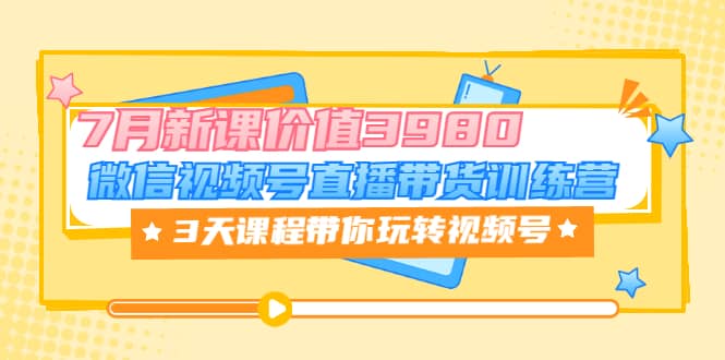 微信视频号直播带货训练营，3天课程带你玩转视频号：7月新课价值3980汇创网-网创项目_汇创网_中创网_福缘网_冒泡网_资源整合平台汇创网