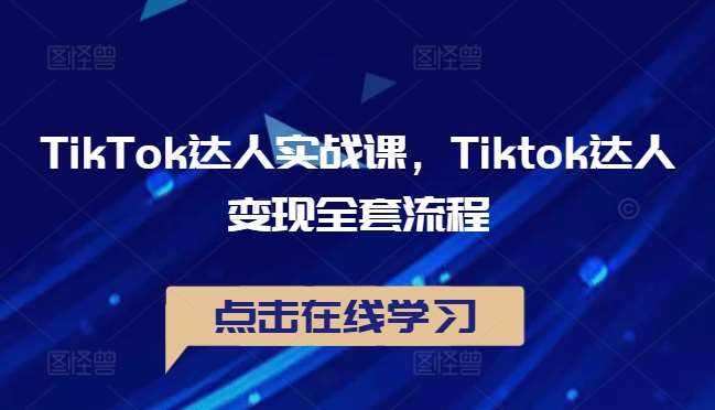 TikTok达人实战课，Tiktok达人变现全套流程汇创网-网创项目_汇创网_中创网_福缘网_冒泡网_资源整合平台汇创网