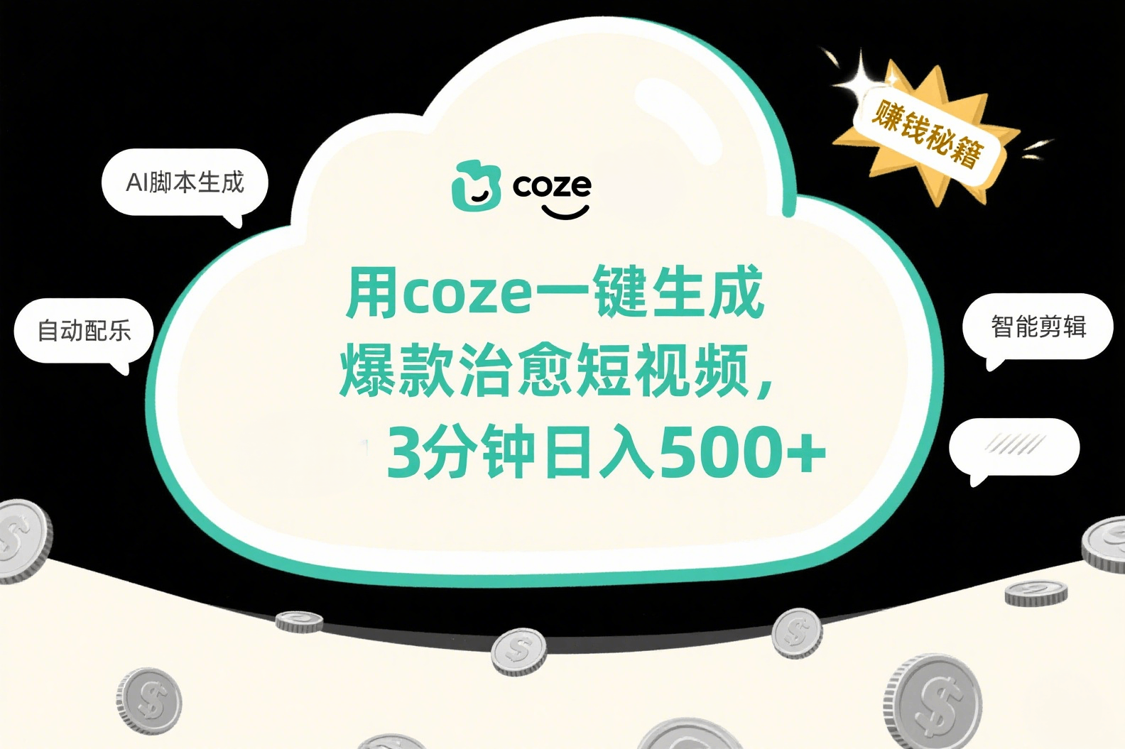 用coze一键生成爆款治愈短视频，3分钟日入500+汇创网-网创项目_汇创网_中创网_福缘网_冒泡网_资源整合平台汇创网