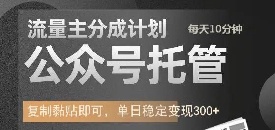 公众号托管计划-流量主分成计划，每天只需发布文章，单日稳定变现300+汇创网-网创项目_汇创网_中创网_福缘网_冒泡网_资源整合平台汇创网