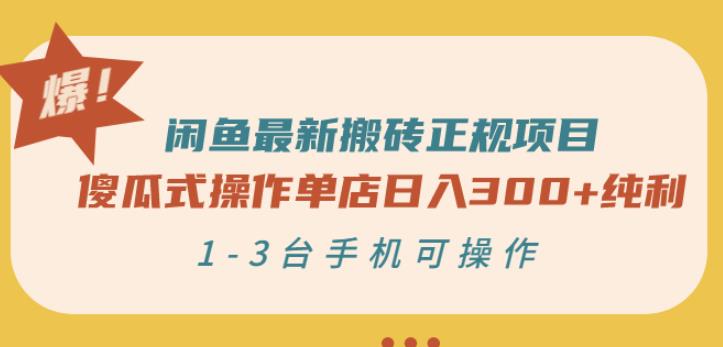 闲鱼最新搬砖正规项目：傻瓜式操作单店日入300+纯利，1-3台手机可操作汇创网-网创项目_汇创网_中创网_福缘网_冒泡网_资源整合平台汇创网