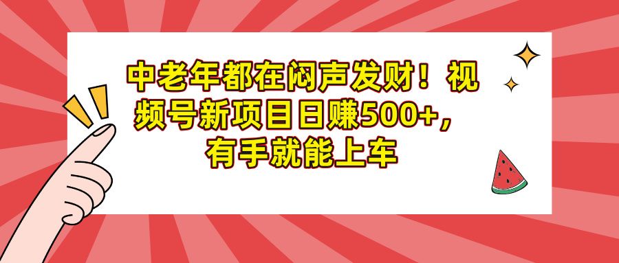 中老年都在闷声发财！视频号新项目日赚500+，有手就能上车汇创网-网创项目_汇创网_中创网_福缘网_冒泡网_资源整合平台汇创网