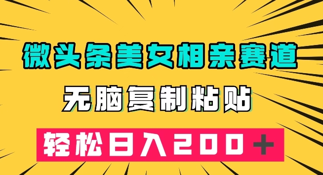 微头条冷门美女相亲赛道，无脑复制粘贴，轻松日入200＋【揭秘】汇创网-网创项目_汇创网_中创网_福缘网_冒泡网_资源整合平台汇创网