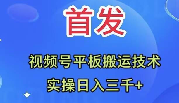 全网首发：视频号平板搬运技术，实操日入三千＋汇创网-网创项目_汇创网_中创网_福缘网_冒泡网_资源整合平台汇创网