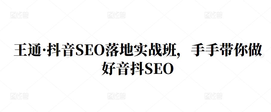 王通·抖音SEO落地实战班，手‬手带你做好音抖‬‬SEO汇创网-网创项目_汇创网_中创网_福缘网_冒泡网_资源整合平台汇创网