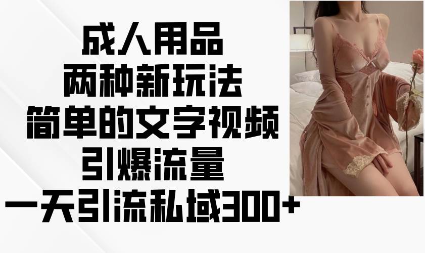 成人用品两种新玩法，简单的文字视频引爆流量，一天引流私域300+汇创网-网创项目_汇创网_中创网_福缘网_冒泡网_资源整合平台汇创网