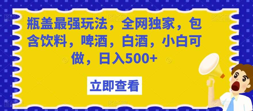 瓶盖最强玩法，全网独家，包含饮料，啤酒，白酒，小白可做，日入500+【揭秘】汇创网-网创项目_汇创网_中创网_福缘网_冒泡网_网创项目平台汇创网