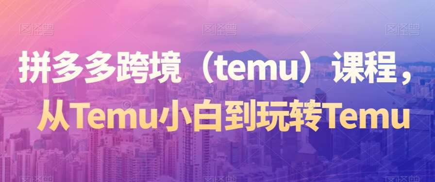 拼多多跨境（temu）课程，从Temu小白到玩转Temu汇创网-网创项目_汇创网_中创网_福缘网_冒泡网_资源整合平台汇创网