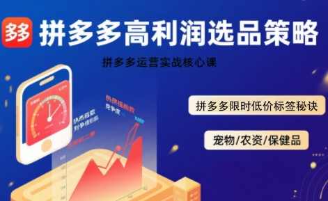 拼多多选品暴利技术实战课，拼多多高利润选品策略，拼多多限时低价标签秘诀汇创网-网创项目_汇创网_中创网_福缘网_冒泡网_网创项目平台汇创网