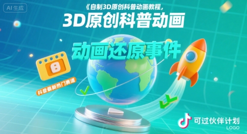 自制3D原创科普动画教程，动画还原事件，抖音最新热门赛道，可过伙伴计划汇创网-网创项目_汇创网_中创网_福缘网_冒泡网_资源整合平台汇创网