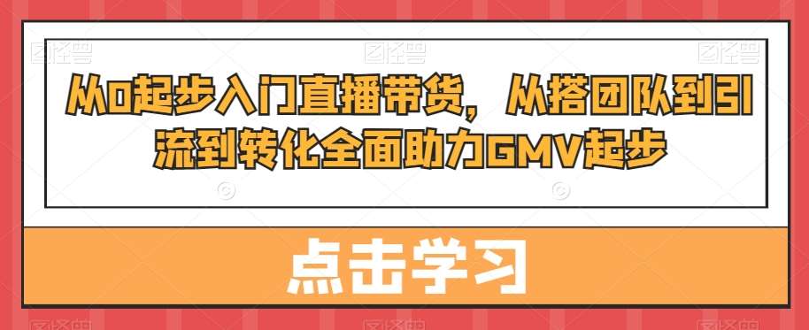从0起步入门直播带货，​从搭团队到引流到转化全面助力GMV起步汇创网-网创项目_汇创网_中创网_福缘网_冒泡网_网创项目平台汇创网