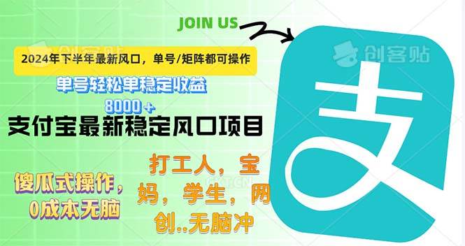 （12563期）下半年最新风口项目，支付宝最稳定玩法，0成本无脑操作，最快当天提现…汇创网-网创项目_汇创网_中创网_福缘网_冒泡网_资源整合平台汇创网