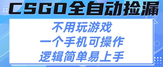 CSGO自动捡漏项目，最新独家玩法，不用挂G不用玩游戏，一个手机即可操作，新手小白轻松月入1W+【揭秘】汇创网-网创项目_汇创网_中创网_福缘网_冒泡网_资源整合平台汇创网