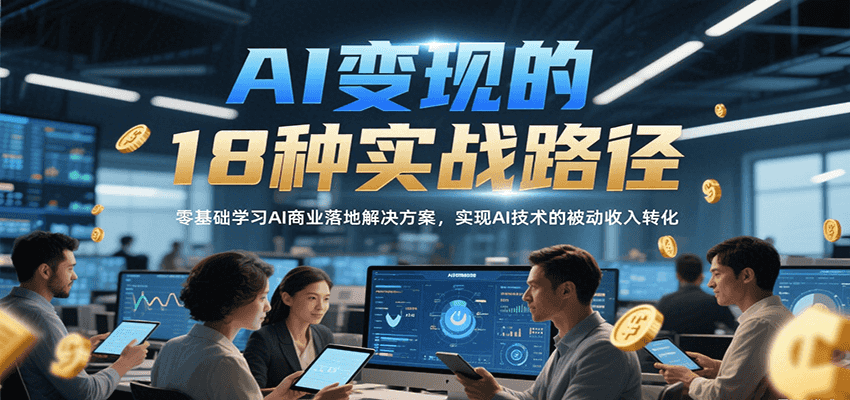 AI变现的18种实战路径，零基础学习AI商业落地解决方案，实现AI技术的被动收入转化汇创网-网创项目_汇创网_中创网_福缘网_冒泡网_资源整合平台汇创网