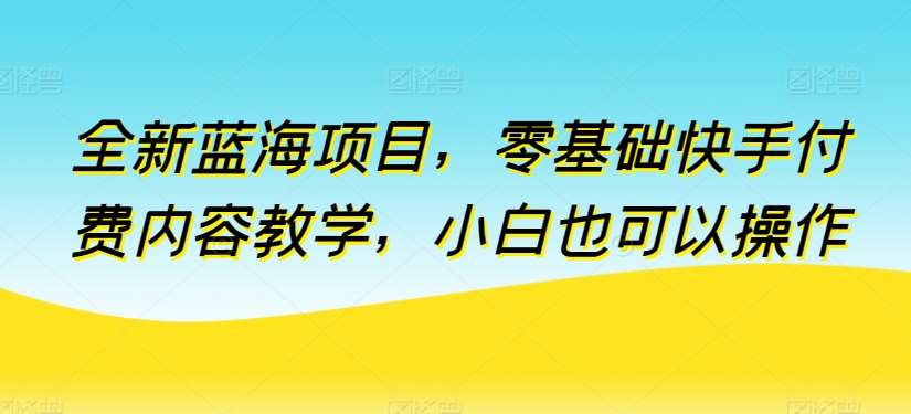 全新蓝海项目，零基础快手付费内容教学，小白也可以操作【揭秘】汇创网-网创项目_汇创网_中创网_福缘网_冒泡网_资源整合平台汇创网