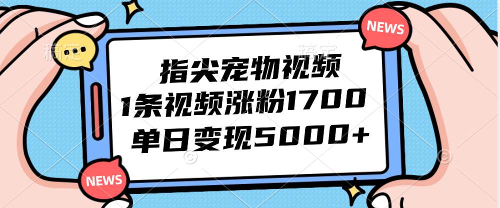 （12549期）指尖宠物视频，1条视频涨粉1700，单日变现5000+汇创网-网创项目_汇创网_中创网_福缘网_冒泡网_资源整合平台汇创网