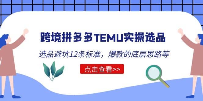 跨境拼多多TEMU实操选品运营方法，选品避坑12条标准，爆款的底层思路等汇创网-网创项目_汇创网_中创网_福缘网_冒泡网_资源整合平台汇创网