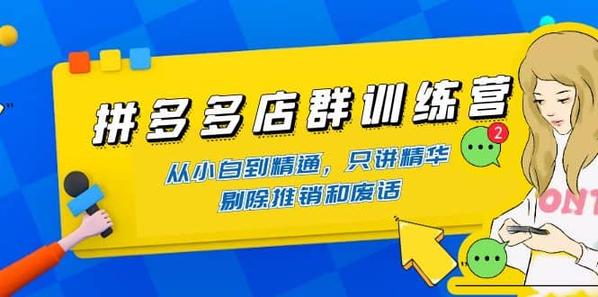 拼多多店群训练营：从小白到精通，只讲精华，剔除推销和废话汇创网-网创项目_汇创网_中创网_福缘网_冒泡网_资源整合平台汇创网