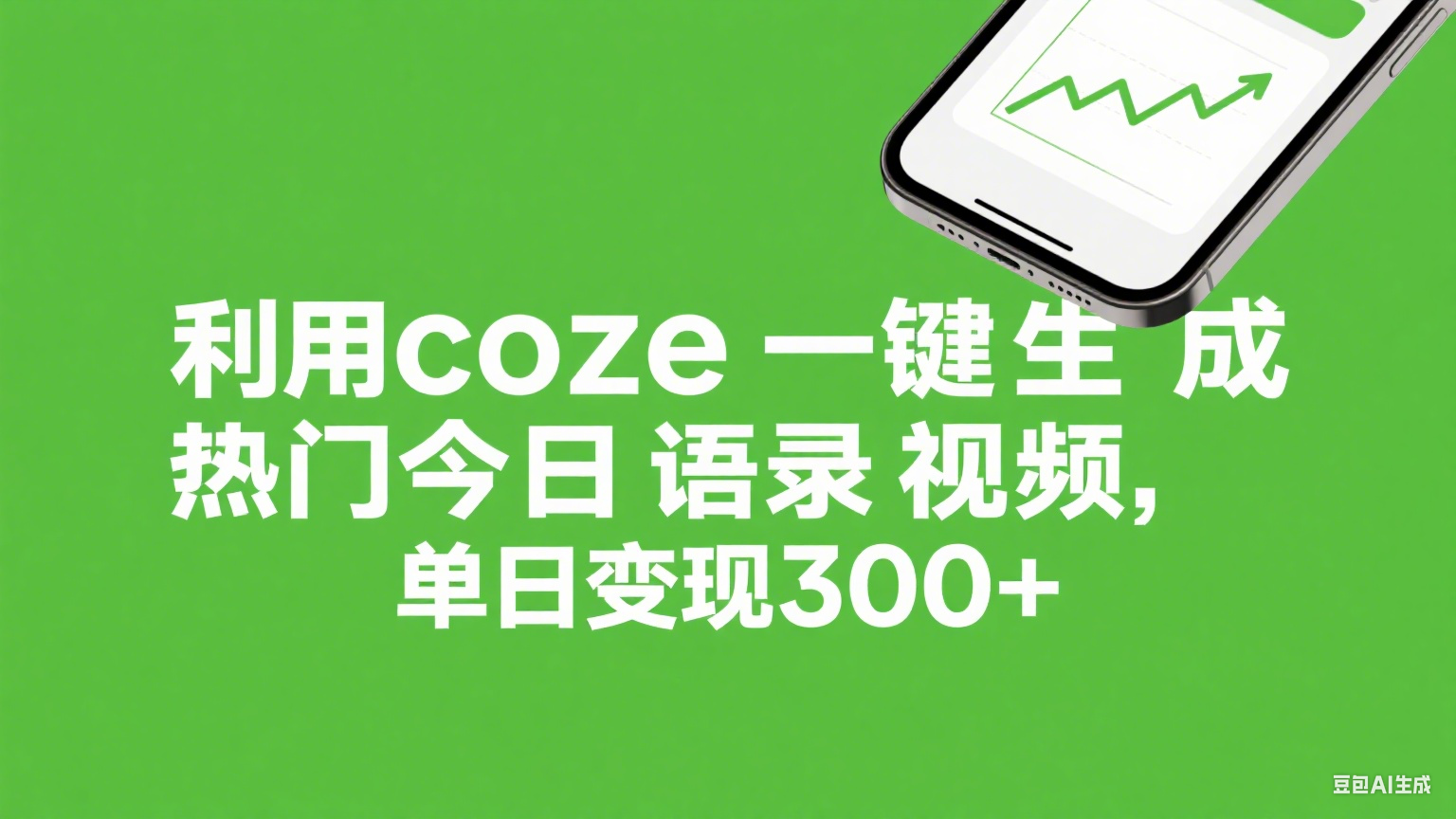 利用coze一键生成热门今日语录视频，单日变现300+汇创网-网创项目_汇创网_中创网_福缘网_冒泡网_资源整合平台汇创网