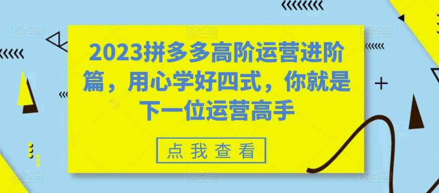 2023拼多多高阶运营进阶篇，用心学好四式，你就是下一位运营高手汇创网-网创项目_汇创网_中创网_福缘网_冒泡网_资源整合平台汇创网