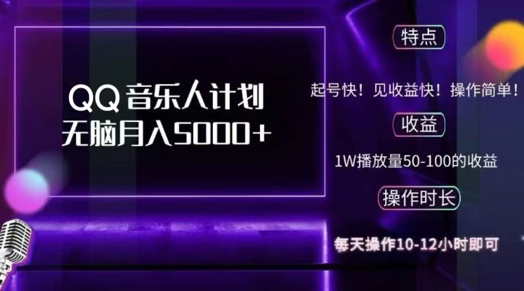 2024 QQ音乐人计划，轻松月入5000+，纯无脑操作，可批量放大操作汇创网-网创项目_汇创网_中创网_福缘网_冒泡网_资源整合平台汇创网