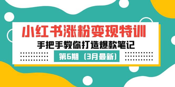 小红书涨粉变现特训·第6期，手把手教你打造爆款笔记（3月新课）网创项目_汇创网_中创网_福缘网_冒泡网_资源整合平台汇创网