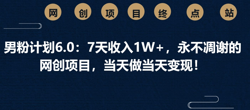 男粉计划6.0：7天收入1W+，永不凋谢的网创项目，当天做当天变现！汇创网-网创项目_汇创网_中创网_福缘网_冒泡网_资源整合平台汇创网