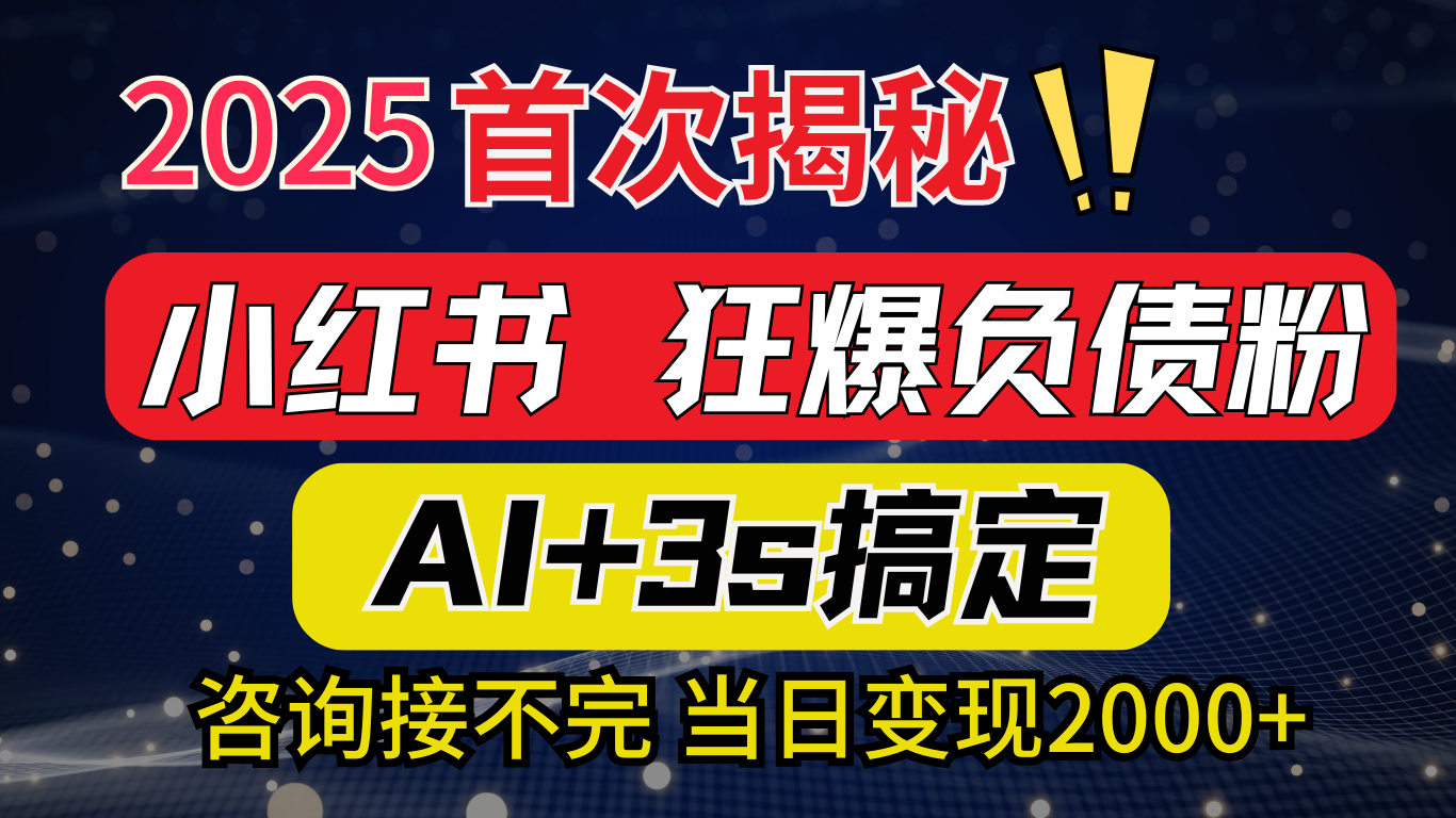 2025引流天花板：最新小红书狂暴负债粉思路，咨询接不断，当日入2000+汇创网-网创项目_汇创网_中创网_福缘网_冒泡网_资源整合平台汇创网